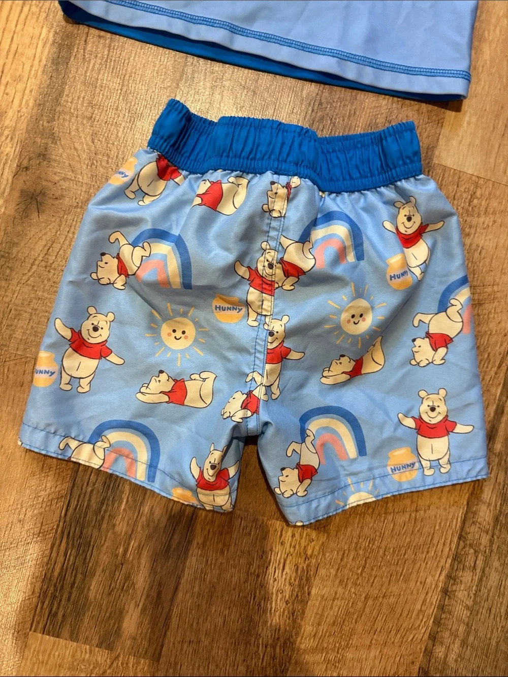 Kids Blue Pooh Bear Rash Guard Swim Set - Size 24 Months